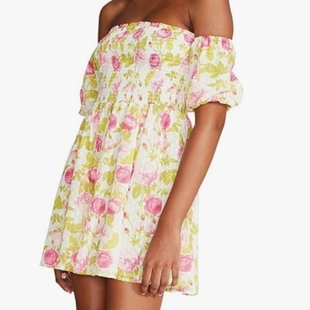 NWT Betsey Johnson Ariana Rose Garden‎ Off the Shoulder Dress Pink Medium